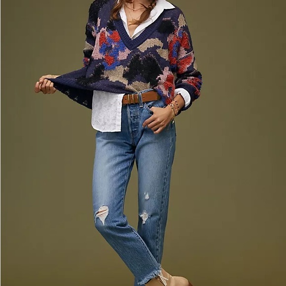 Anthropologie Multicolor V-Neck Sweater - Picture 2 of 12